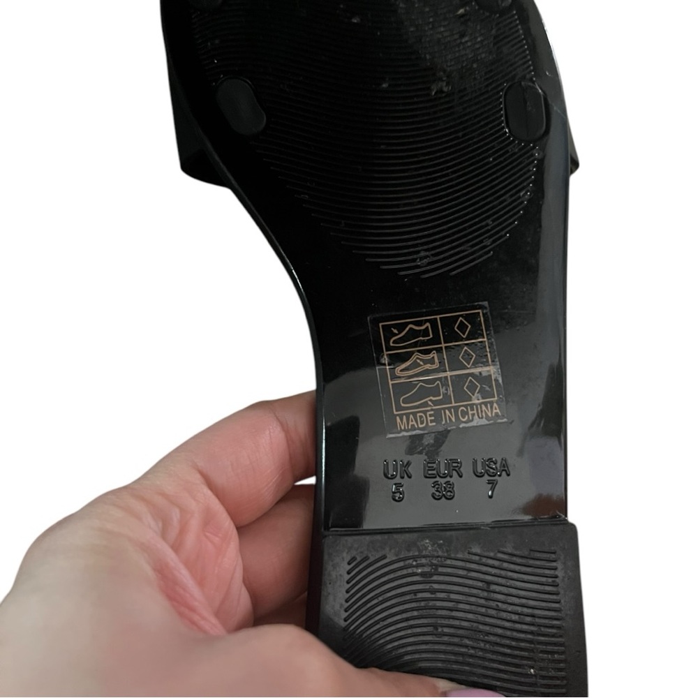 #65 - Classic Black Slide Sandals - Women's Minimal Slip-On, Size 7 USA - Picture 7 of 9
